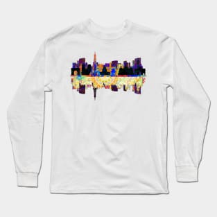 Paris France, City Skyline Long Sleeve T-Shirt